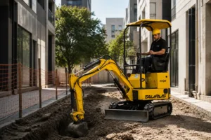 Mini excavadora taurus en obra urbana por qué el tamaño correcto es una ventaja competitiva
